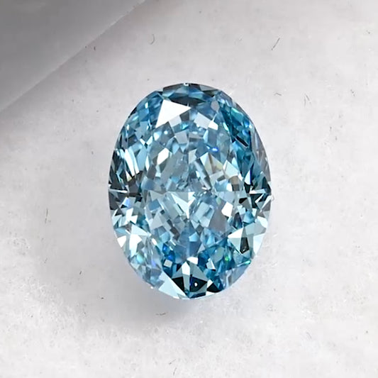 0.87 Carat Fancy Intense Greenish Blue Oval Cut Lab Grown Diamond
