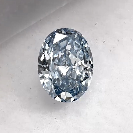 1.04 Carat Fancy Blue Oval Cut Lab Grown Diamond