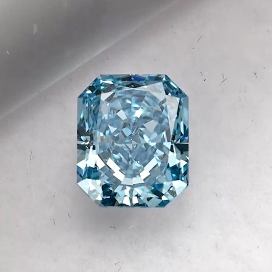0.84 Carat Fancy Intense Greenish Blue Radiant Cut Lab Grown Diamond