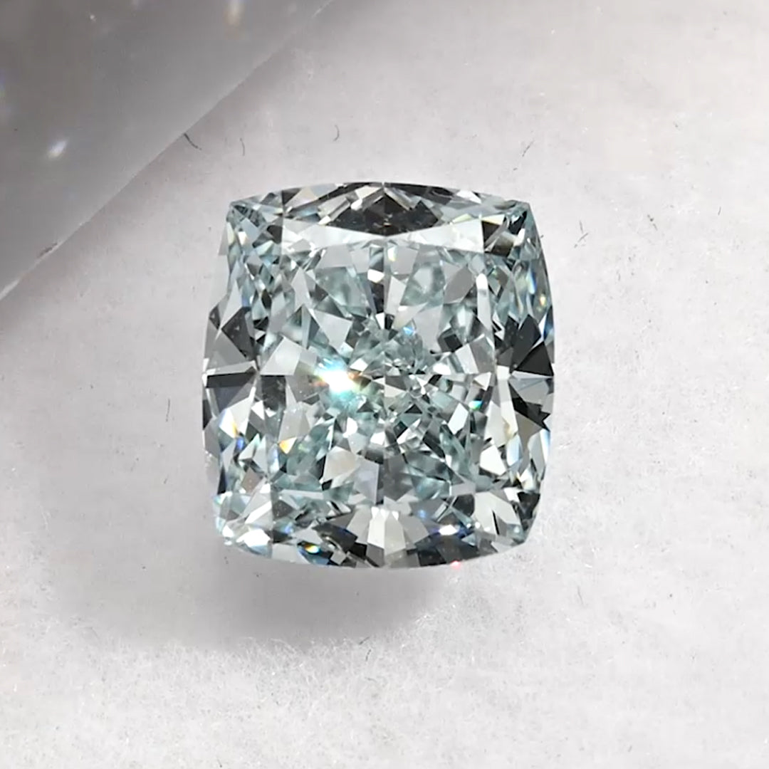 2.06 Carat Fancy Green Blue Cushion Cut Lab Grown Diamond