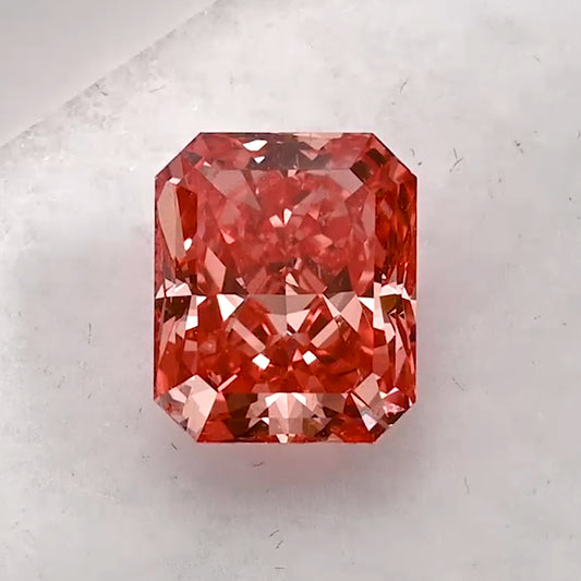 1.25 Carat Fancy Deep Orangy Pink Radiant Lab Grown Diamond