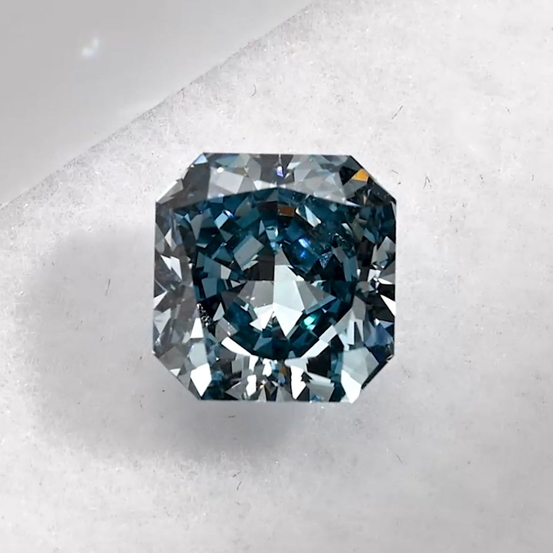 1.52 Carat Fancy Intense Greyish Blue Radiant Lab Grown Diamond
