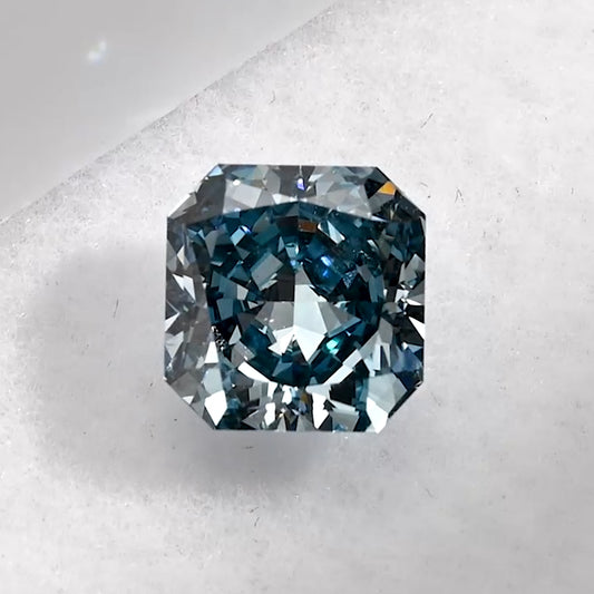 1.52 Carat Fancy Intense Greyish Blue Radiant Lab Grown Diamond