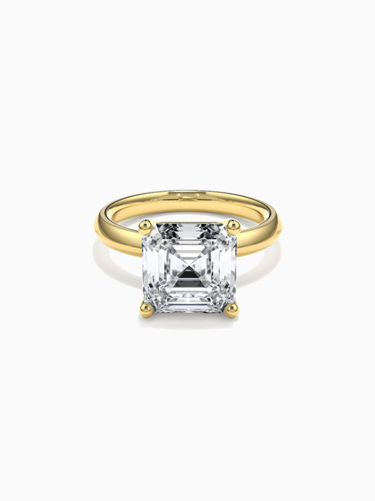 2ct Asscher Cut Lab Grown Diamond Ring 18K Gold Set