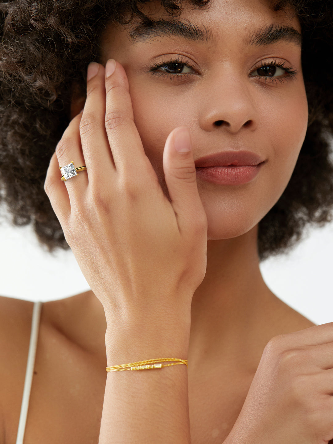 1.5 Ct Princess Cut Lab Grown Diamond Ring 18K Gold Set