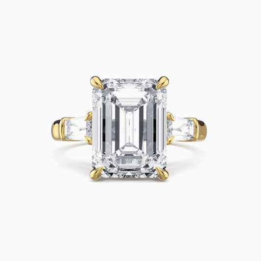 5 Ct Emerald Cut Lab Grown Diamond Ring 18K Gold Set