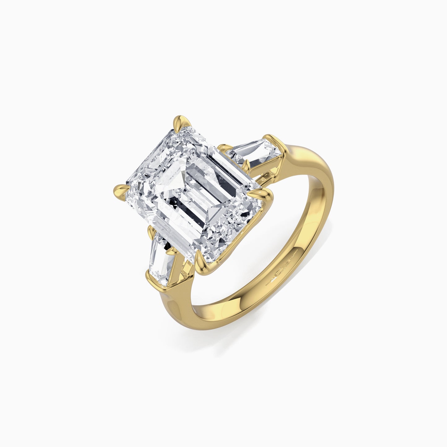 5 Ct Emerald Cut Lab Grown Diamond Ring 18K Gold Set