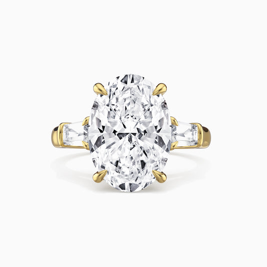 5 Ct Oval Shaped Lab Grown Diamond Ring 18K Gold Set