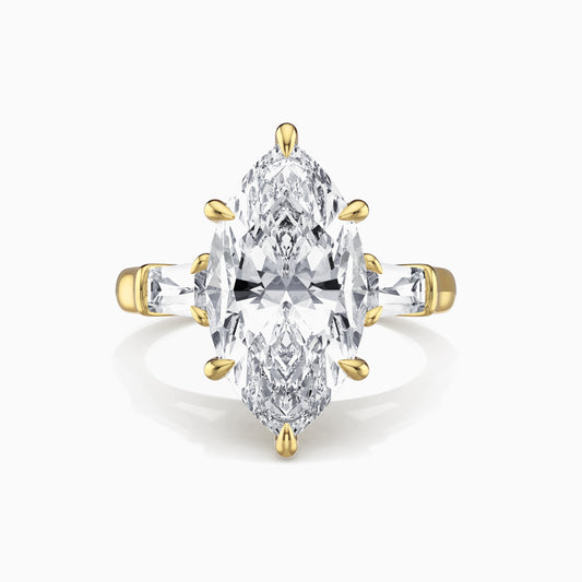 3 Ct Marquise Lab Grown Diamond Ring 18K Gold Set