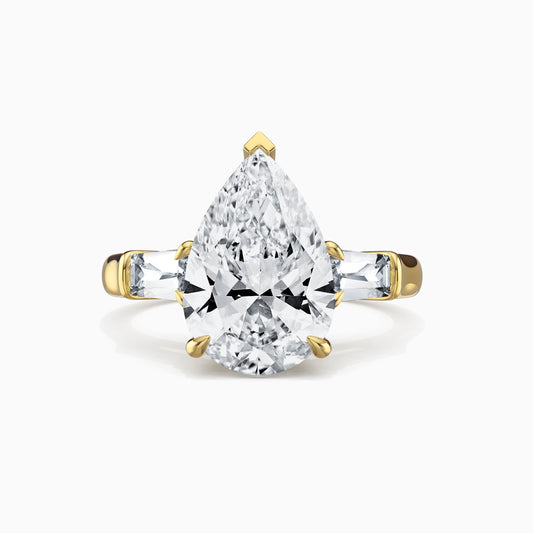 3 Ct Pear Shaped Lab Grown Diamond Ring 18K Gold Set