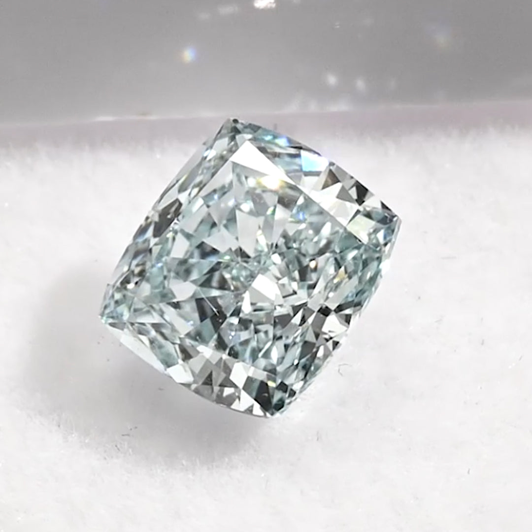 2.06 Carat Fancy Green Blue Cushion Cut Lab Grown Diamond