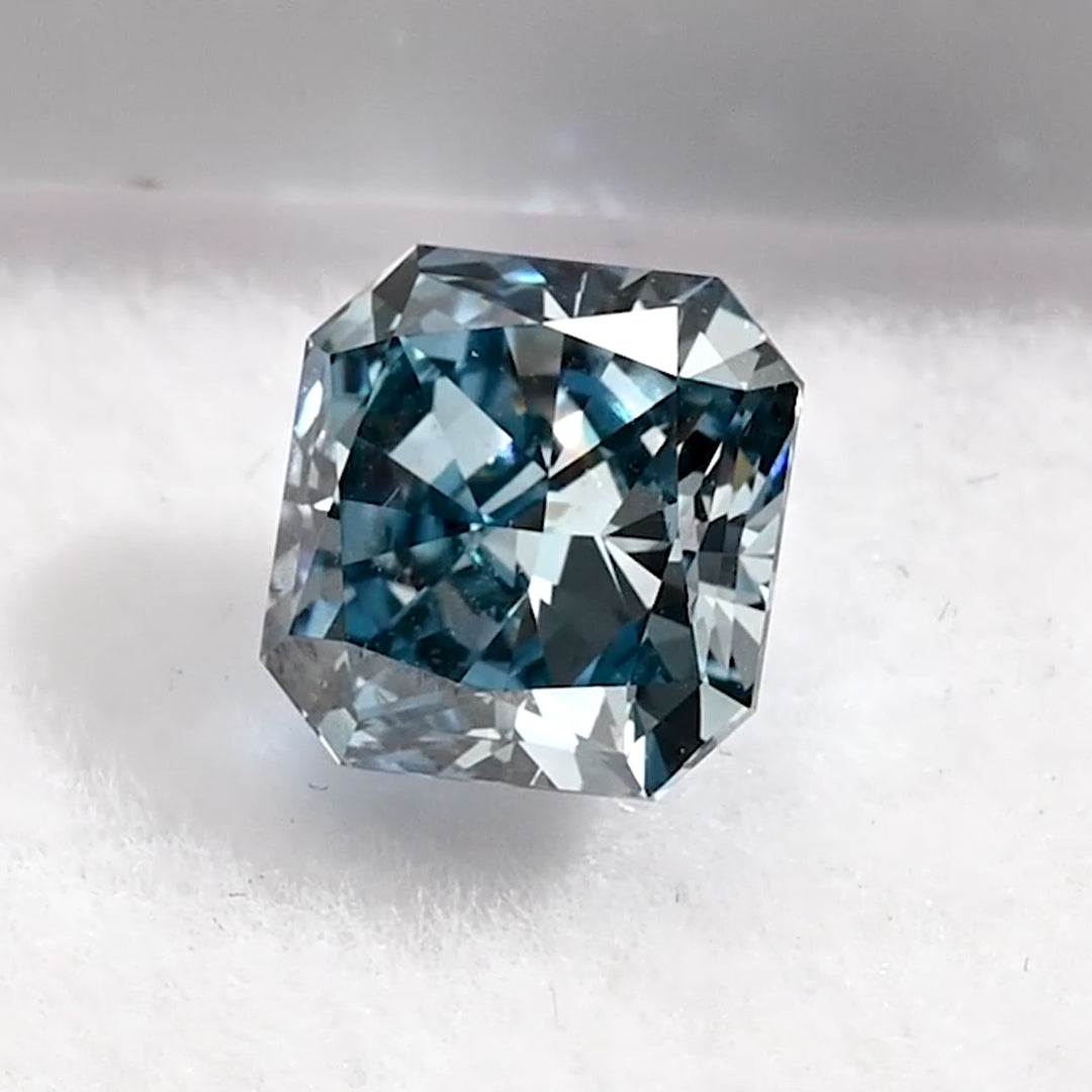 1.52 Carat Fancy Intense Greyish Blue Radiant Lab Grown Diamond