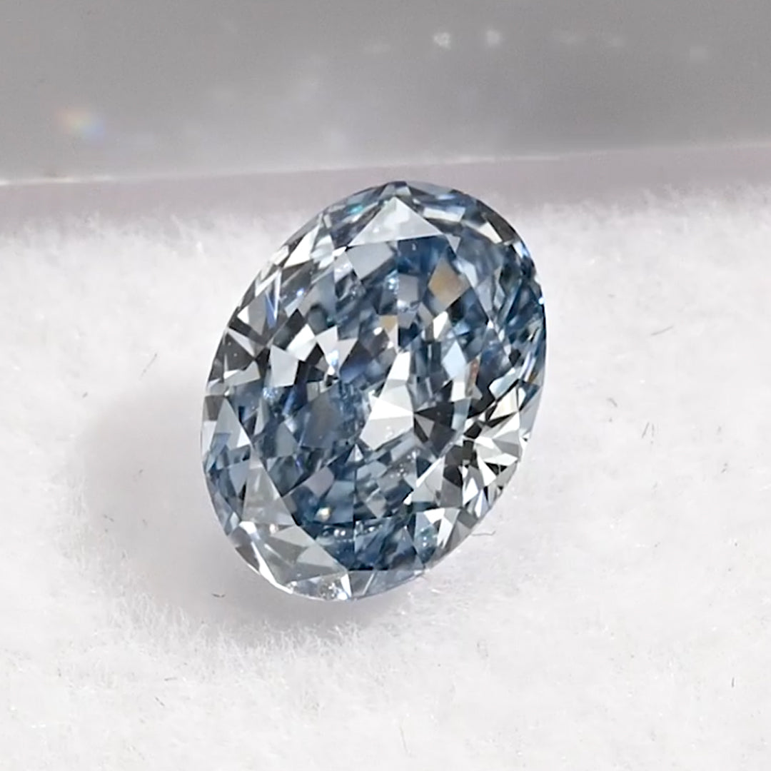 1.04 Carat Fancy Blue Oval Cut Lab Grown Diamond