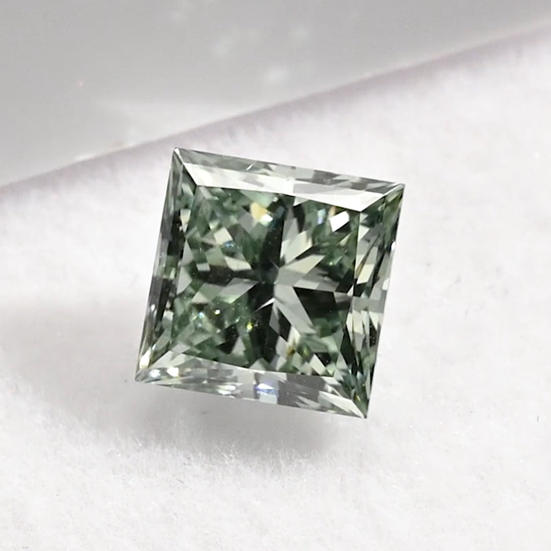 1.82 Carat Fancy Yellowish Green Princess Cut Lab Grown Diamond