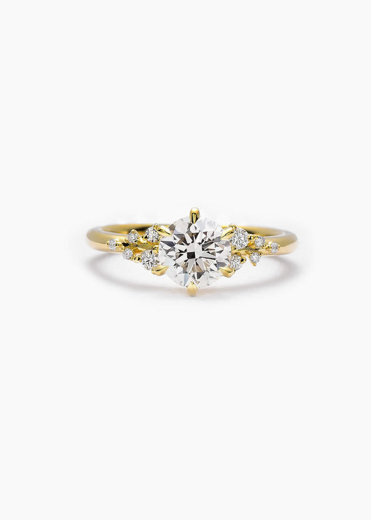 Lab-Grown Diamond Snowdrift Ring Round Cut 18k Gold (VS F Color)