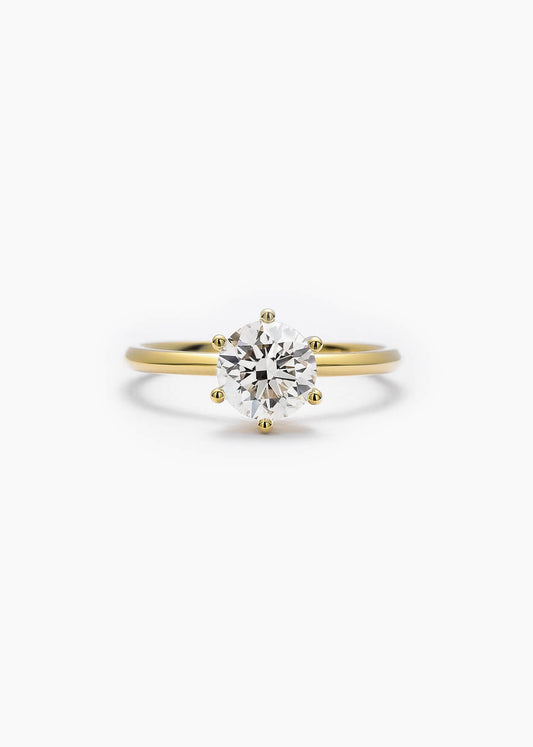 Lab-Grown Diamond Round Brilliant Solitaire Ring 18k Gold（VS F Color)